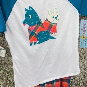 Cute Dog Graphic Raglan Tee with shorts